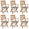 Cadeiras de jardim dobráveis c/ almofadões 6 pcs acácia maciça 1
