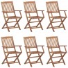 Cadeiras de jardim dobráveis c/ almofadões 6 pcs acácia maciça 3