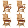 Cadeiras jardim c/ almofadões vermelho tinto 4 pcs teca maciça 1