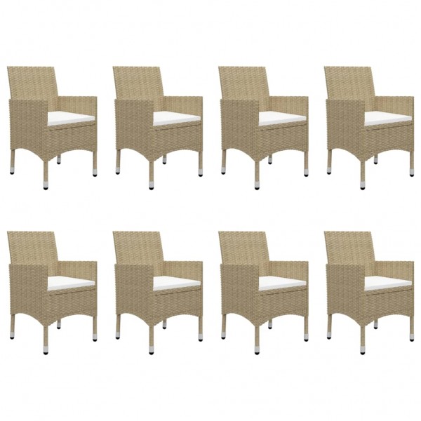 Juego de comedor de jardín 9 piezas beige M 5