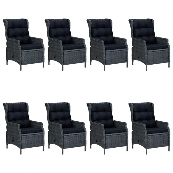 Juego de comedor para jardín 9 piezas gris oscuro M 5