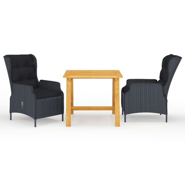 Juego de comedor para jardín 3 piezas gris oscuro D