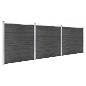Conjunto de painel de vedação WPC 526x186 cm preto H