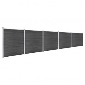 Conjunto de painel de vedação WPC 872x186 cm preto H