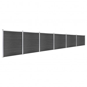 Conjunto de painel de vedação WPC 1045x186 cm preto H