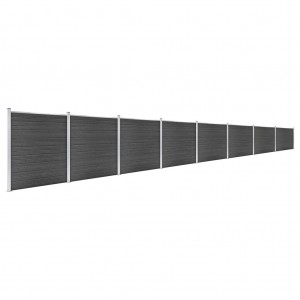 Conjunto de painel de vedação WPC 1391x186 cm preto H