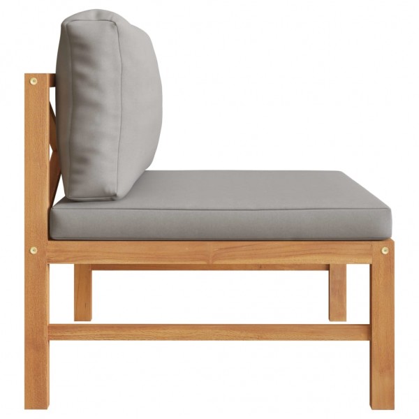 Sofá central de madera maciza de teca con cojines gris oscuro M 3