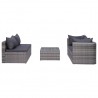 Set de muebles de jardín 7 pzas y cojines ratán sintético gris 5