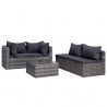 9 pcs conjunto lounge de jardim c/ almofadões vime PE cinzento 3