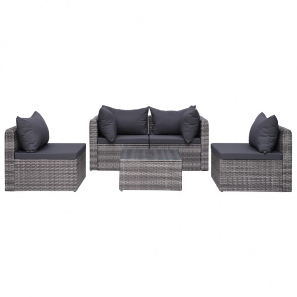 Set de muebles de jardín 9 pzas ratán sintético y cojines gris M 4