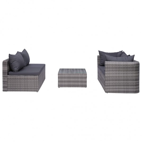 Set de muebles de jardín 9 pzas ratán sintético y cojines gris M 5