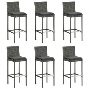 7 pcs conjunto de bar exterior c/ almofadões antracite vime PE H