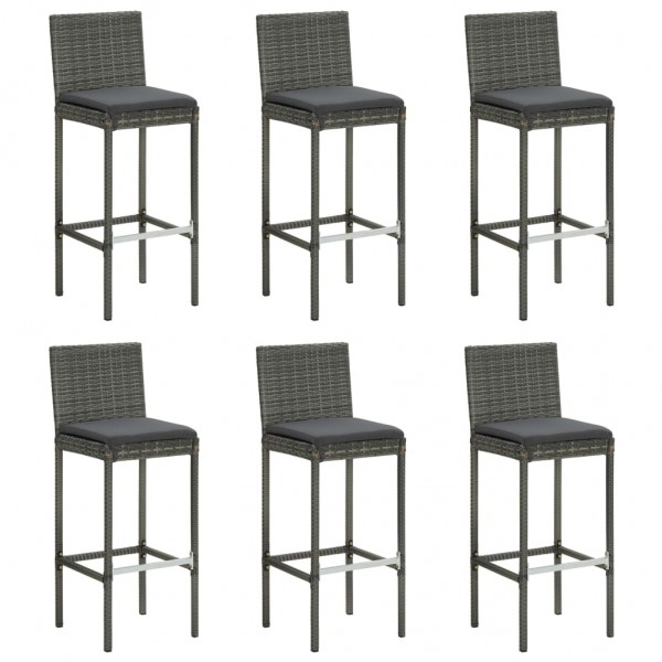 7 pcs conjunto de bar exterior c/ almofadões antracite vime PE M 2