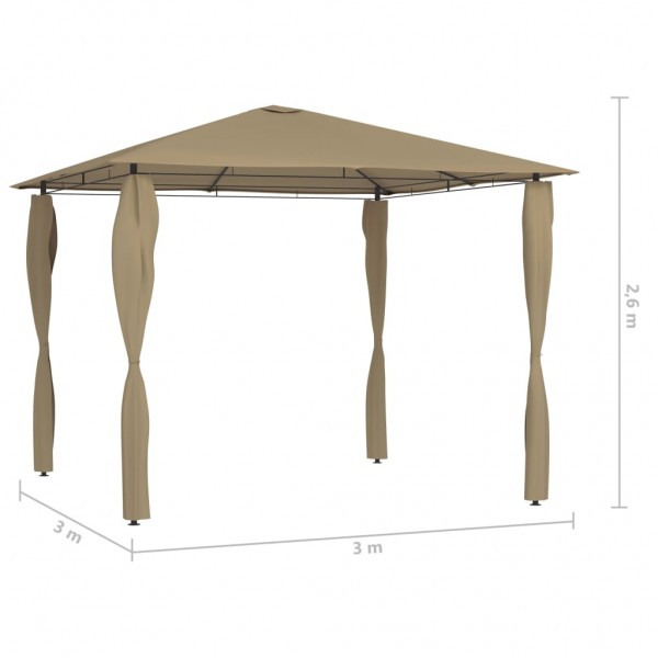 Gazebo 3x3x2.6 m com capas postes 160 g/m² cinza-acastanhado M 4
