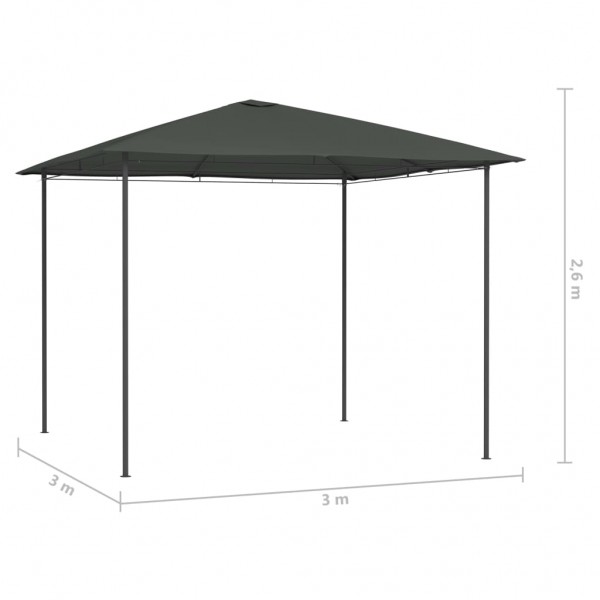 Gazebo 3x3x2.6 m 160 g/m² antracite M 4