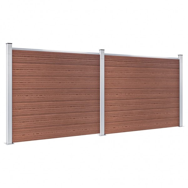 Conjunto painel de cerca 353x146 cm WPC castanho M 2