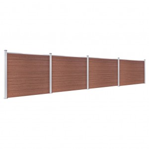 Conjunto painel de cerca 699x146 cm WPC castanho H