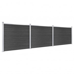 Conjunto painel de cerca 526x146 cm WPC cinzento H