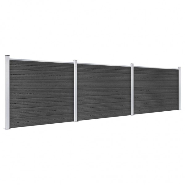 Conjunto painel de cerca 526x146 cm WPC cinzento M 2