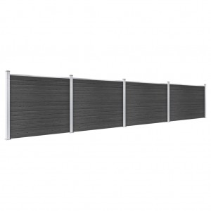 Set de panel de valla WPC gris 699x146 cm H
