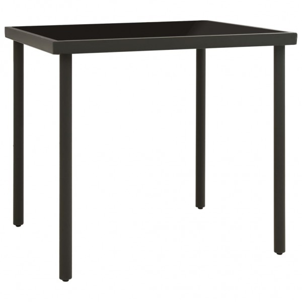 Mesa de comedor jardín vidrio y acero gris antracita 80x80x72cm M 2