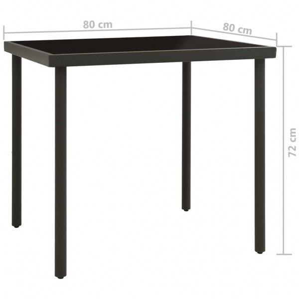 Mesa de comedor jardín vidrio y acero gris antracita 80x80x72cm M 4