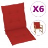 Cojín silla jardín respaldo bajo 6 uds tela Oxford rojo 1