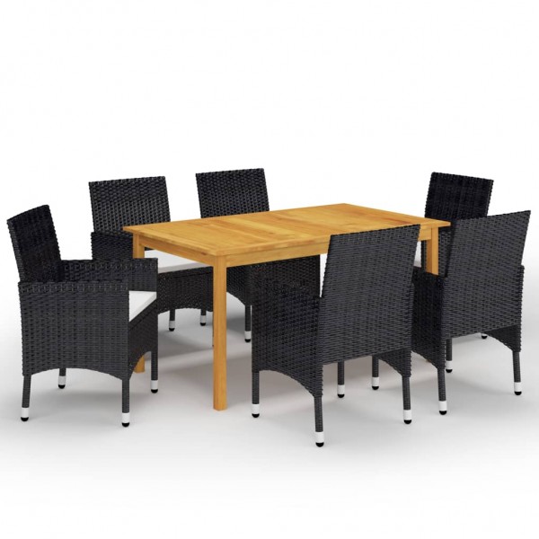 Set de comedor de jardín de 7 piezas negro D