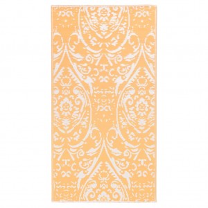 Alfombra de exterior PP naranja y blanco 190x290 cm H