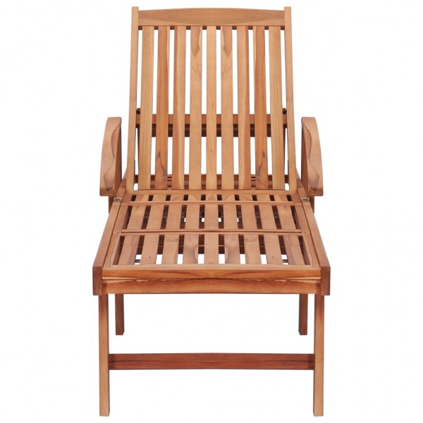 Tumbona con cojín crema madera maciza de teca M 4