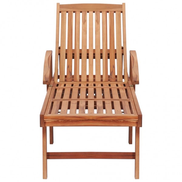 Tumbona con cojín rojo madera maciza de teca M 4