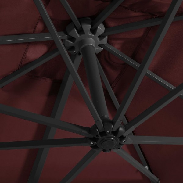 Sombrilla voladiza con luces LED rojo burdeos 250x250 cm M 2