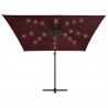 Sombrilla voladiza con luces LED rojo burdeos 250x250 cm 5
