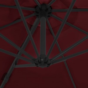 Sombrilla voladiza con poste de acero rojo burdeos 300 cm H
