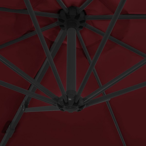 Sombrilla voladiza con poste de acero rojo burdeos 300 cm M 2