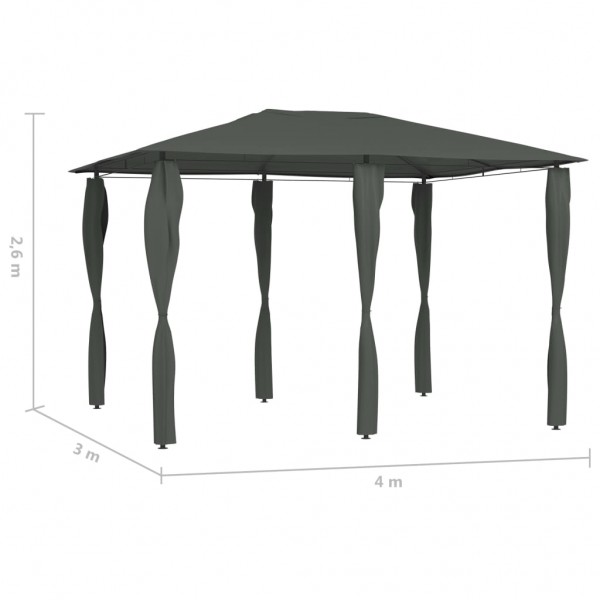 Gazebo 3x4x2.6 m com capas para postes 160 g/m² antracite M 4