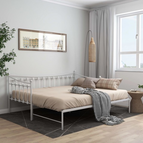 Estructura de sofá cama extraíble de metal blanco 90x200 cm D