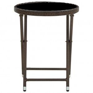 Mesa de centro ratán sintético y vidrio templado marrón 60 cm H