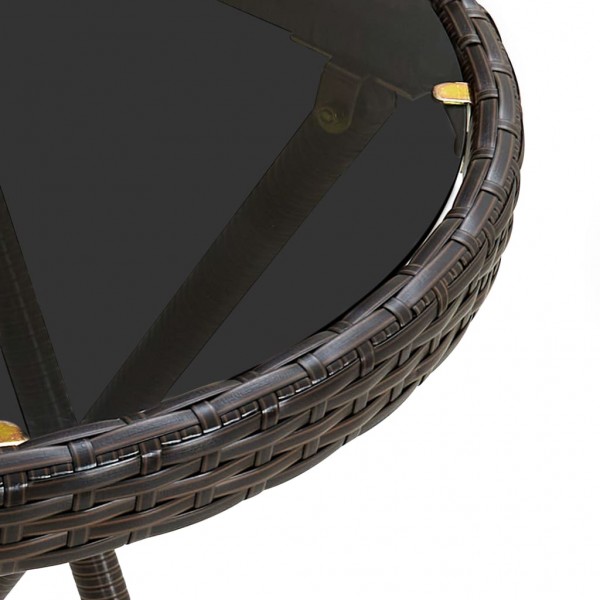 Mesa de centro ratán sintético y vidrio templado marrón 60 cm M 4