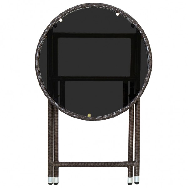 Mesa de centro ratán sintético y vidrio templado marrón 60 cm M 5