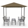Cenador con mesa y bancos gris taupe 2.5x1.5x2.4 m 180 g/m² 3