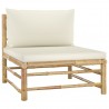 2 pcs conj. lounge p/ jardim em bambu c/ almofadões branco nata 3