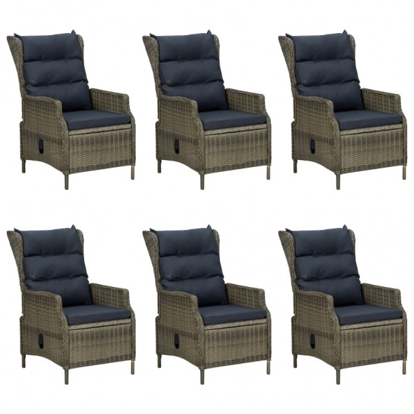 7 pcs conjunto jantar exterior com almofadões vime PE castanho M 3