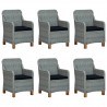 Set comedor jardín 7 pzas y cojines ratán sintético gris claro 2
