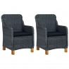3 pcs conj. lounge jardim c/ almofadões vime PE cinzento-escuro 2