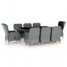 Set comedor jardín 9 pzas y cojines ratán sintético gris claro 1