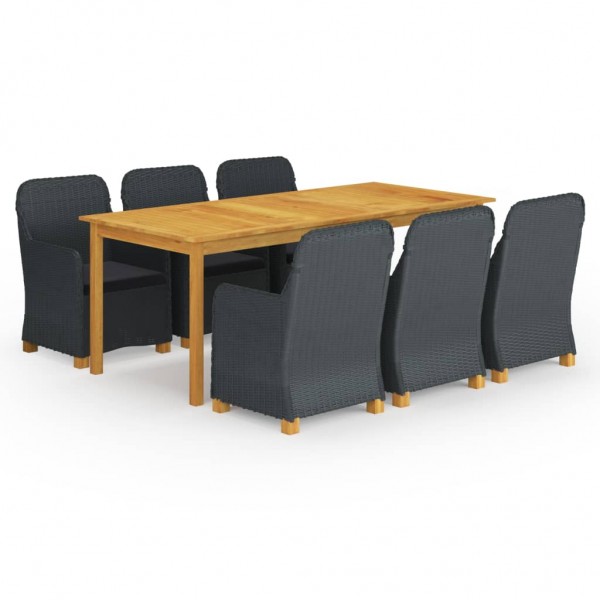 Juego de comedor para jardín de 7 piezas gris oscuro D