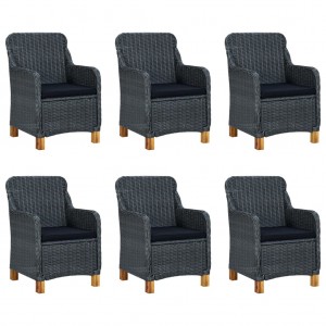 7 pcs conjunto de jantar para jardim cinzento-escuro H