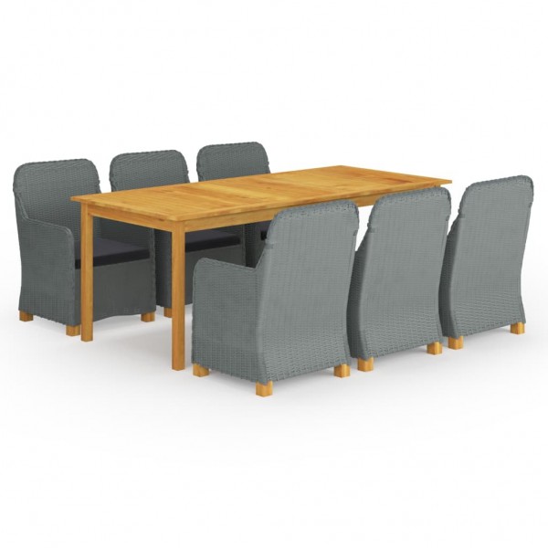 Juego de comedor para jardín 9 piezas gris claro D