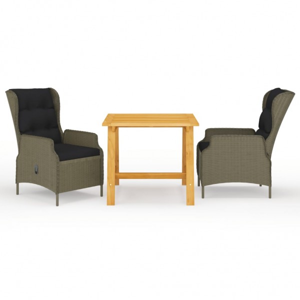 3 pcs conjunto de jantar para jardim castanho D